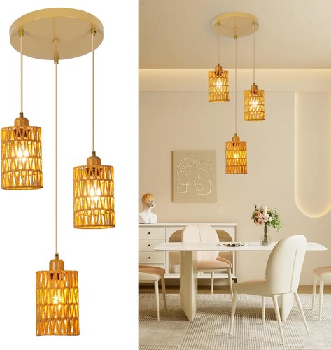 Pendelleuchte rattan flammig - pendelleuchte, 3-flammig