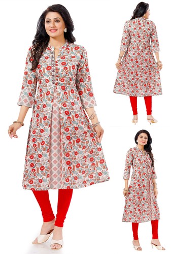Beige besticktes kurti - beige,