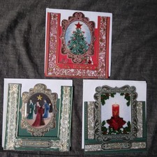 3 Aufstell-Karten Frohe Weihnachten Hl. 3 Könige Motiv Advents-Kerze Christbaum