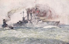 Deutsches Linienschiff auf Patroulienfahrt bei Helgoland