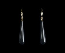 ART DÉCO Ohrhänger 750er Gold mit langen Onyx Pampeln UNIKAT