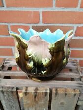 ausgefallener alter Majolika Keramik Übertopf  - Jugendstil Blumenübertopf
