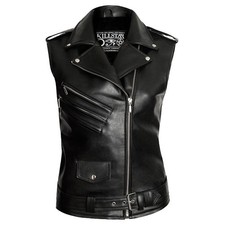 Killstar Punk Goth Gothic Biker Vegane Lederweste Weste - Core Kunstleder Zipper