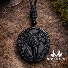 Obsidian Hugin Munin Halskette
