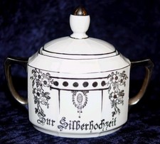 Große Jugendstil Zuckerdose Silberhochzeit mit Prägung