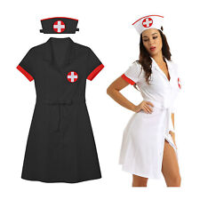 Damen Kleid Versuchung Outfit Party Kostüm Pool Krankenschwester Halloween 3Pcs