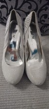 High Heels Pumps Damenschuhe - Gr. 39 - Silber Glitzer