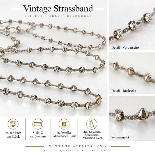 Vintage strassband 6 m - strassband,