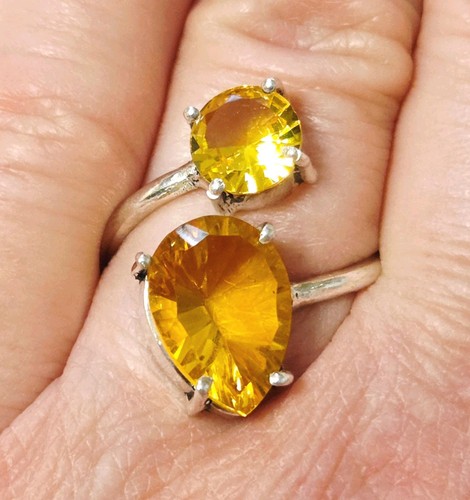 Citrin boho ring 925 - -,