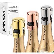 Sektverschluss Edelstahl 3er Set auslaufsicher wiederverwendbar Champagner Ve...