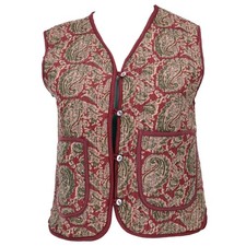 Steppweste, Blockdruck Boho Weste - rot