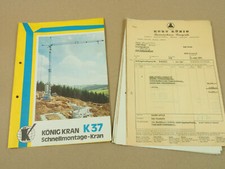 Prospekt König Kran K37 Schnellmontagekran + Rechnungen und Belegen 70er Jahre