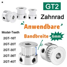 GT2 16/20/30/36/40 Zähne Zahnrad Riemenscheibe Pulley Für 6mm Breite Zahnriemen