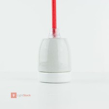 B-WARE Fassung E27 Keramik Porzellan, glasiert mit transparentem Klemmnippel