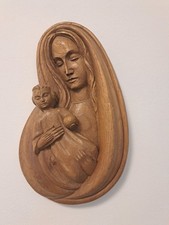 Vintage Holzrelief Madonna mit