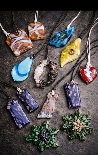 Murano art glas anhänger set - art,