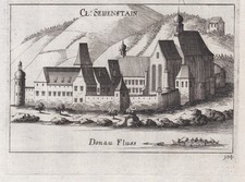 1672 Stift Säusenstein Donau Melk Ansicht Kupferstich antique print Vischer
