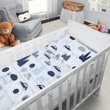 6-teiliges Babybett Bettwäsche Set - Bettbezug, Matratze & Schublade - Retro Autos