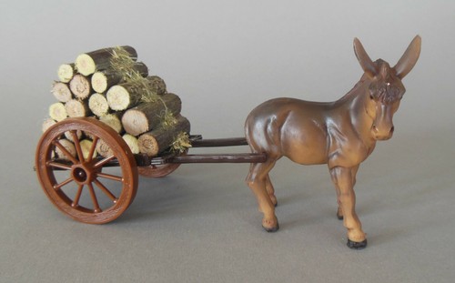 Esel mit wagen und scheitholz - esel,