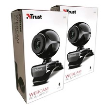 2 Stück Trust Exis USB Webcam mit Mikrofon in Schwarz im Set PC Laptop Videochat