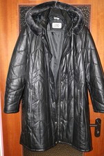 JCC Damen Leder Wintermantel DE-46 Echtleder Steppmantel mit Kapuze Mantel Jacke