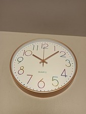 CIMOYBAI 30cm Wanduhr, 3D Ziffern Bunt Lautlos Wanduhr Rosegold, Modern