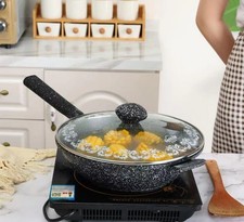 Wok-Pfanne Antihaft Granit Keramikbeschichtung mit Glasdeckel Ø32cm Induktion