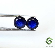 6 MM Natürlich Blauer Saphir Rund Schliff Paar 2.09 Cts Facettiert Lose