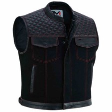 Textil Bikerweste Clubweste Kutte Rockerweste Motorrad Weste schwarz leicht 