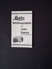 #A1228-Leitz Vereinfachte kleine Belichtungstabelle zur  Leica Kamera  1938