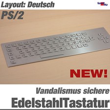 NEW EDELSTAHL TASTATUR KEYBOARD VANDALISMUSSICHERE IP65 DEUTSCH STAHL PS/2 DIN