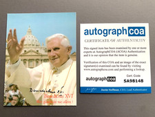 Papst BENEDIKT XVI. (†2022) signed Autogrammkarte 10x14,5 + Vatikansstempel ACOA