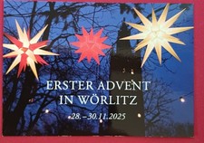 AK Wörlitz Kirche bei Nacht mit Herrnhuter Sternen Ansichtskarte ungelaufen 