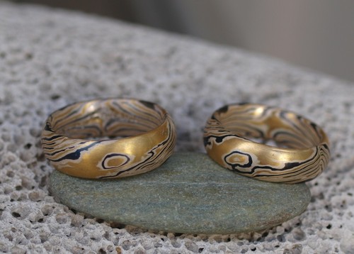 Trauringe mokume gane - gane, gold