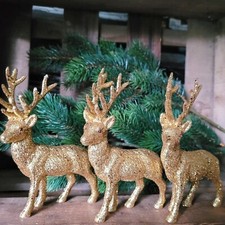 3 x Hirsch Reh Figur Glitzer