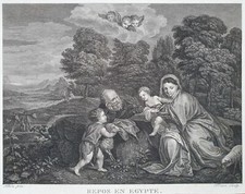 Jean Teissier: Ruhe auf der Flucht (Kupferstich, um 1786, nach Tizian / Lanzani)