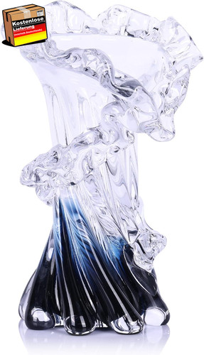 Mundgeblasene blaue glasvase - blaue,