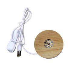 Holz   LED Lichtsockel Acryl Display Lampe USB Plug in für Kristalle 80mm