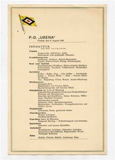 1935 ubena menu - ubena, woermann