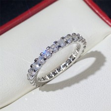 Damenring 925 Silber plattiert Zirkonia Eternity Ring Kanalfassung Verlobungsrin