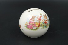 1986 Royal Doulton Bunnykins Spardose Hasenmotiv Kugelform aus Porzellan Vintage