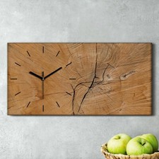 Wandbild Leinwand Bilder Wanduhr Geräuschlos Küche 60x30 Holz Stamm