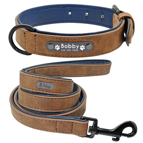 Leder-Hundehalsband-Leine