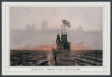 F. Gehrke Kaiserliche Marine U-Boot Flagge Feindfahrt London England Wappen 1916