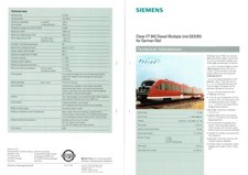 Siemens data sheet of '00 Class VT 642 Desiro Diesel mult unit for Deutsche Bahn