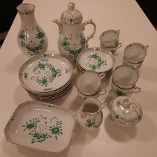 Fürstenberg Kaffeeservice - Meissener Handmalerei - grünes Blumenmuster