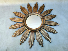 Sonnenspiegel Ø57cm Sunburst Mirror Mid Century Design Strahlen Wandspiegel Holz