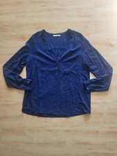 Dunkelblaue Bluse mit weißen Punkten, Esprit, Gr. 38