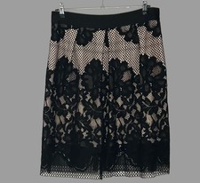 Coast schwarz Häkel Netz ausgestellter Rock Spitze Größe UK 16 besondere Anlässe