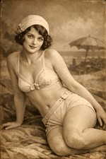 Dame Frau Model Vintage Strand